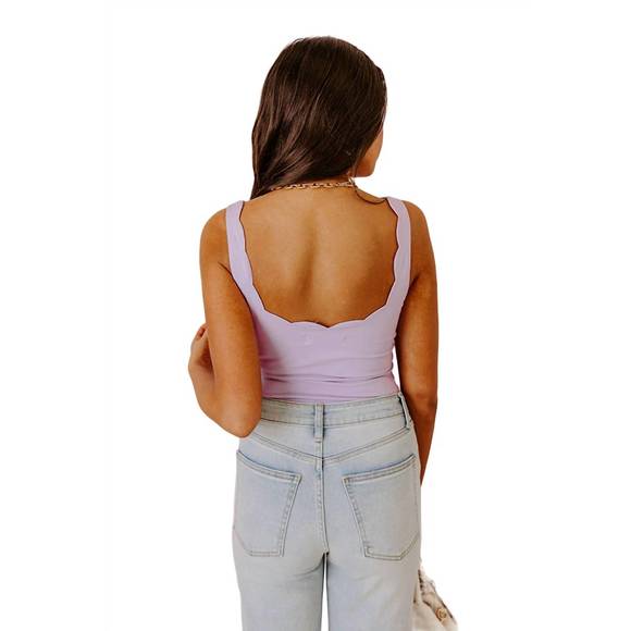 NEW PRETTY FOLLIES wildflower scallop bodysuit in lavender - Picture 2 of 2